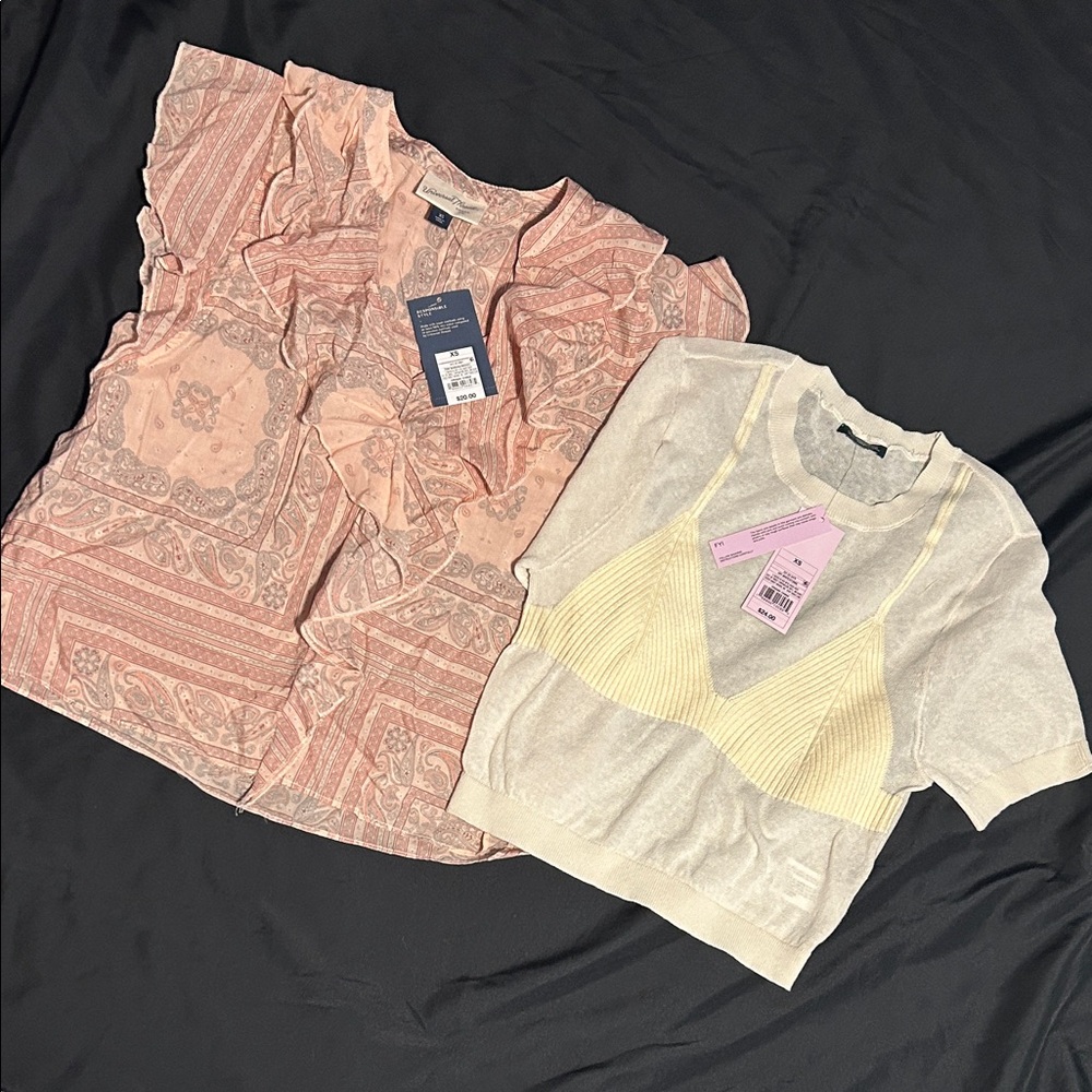 NWT Stylish Women’s Pink Ruffle and Cream Tops Bundle